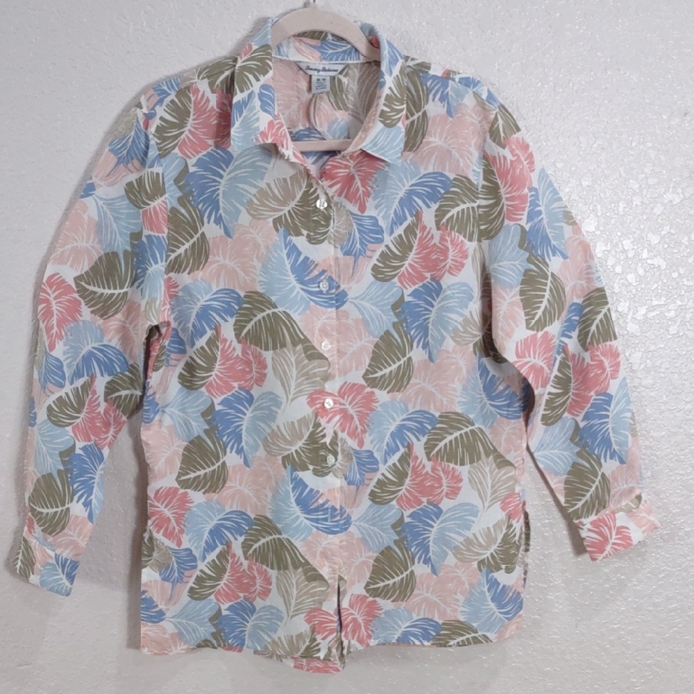 Tommy Bahama 100% Linen Floral Button-Up Shirt